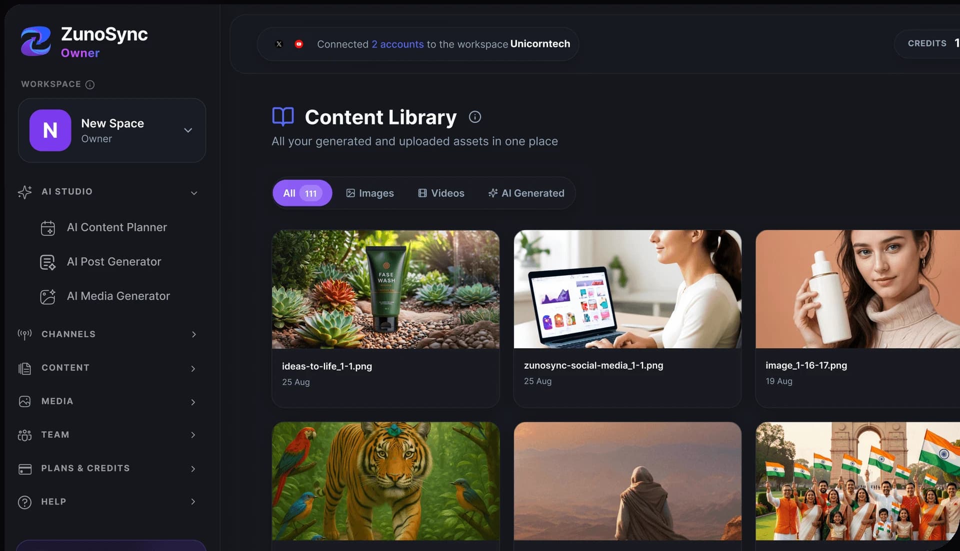 ZunoSync dashboard interface