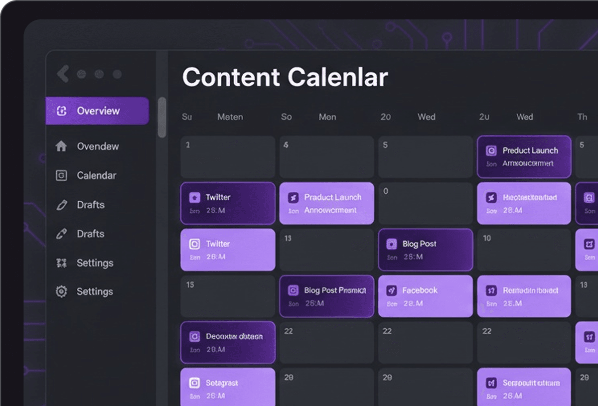AI Content Calendar Interface Dashboard